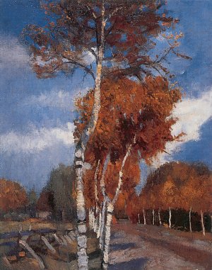 Birkenhain im Herbst Kunstdruck
