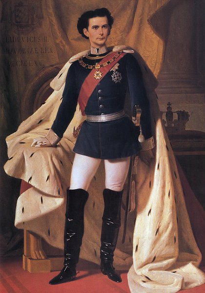 Der 20 jaehrige Ludwig II in Koeningsmantel
