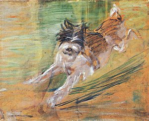 Springender Hund Schlick Kunstdruck