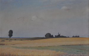 Mecklenburgische Landschaft mit Windmühle Kunstdruck