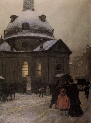 Böhmische Kirche am Heiligen Abend Kunstdruck