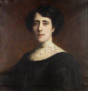 Portrait einer Dame mit Spitzenkragen Kunstdruck