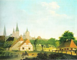 Ansicht Rostocks vom Gertrudenplatz aus Kunstdruck
